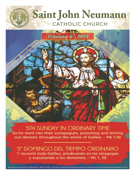 February 4th, 2024 "5th Sunday In Ordinary Time"