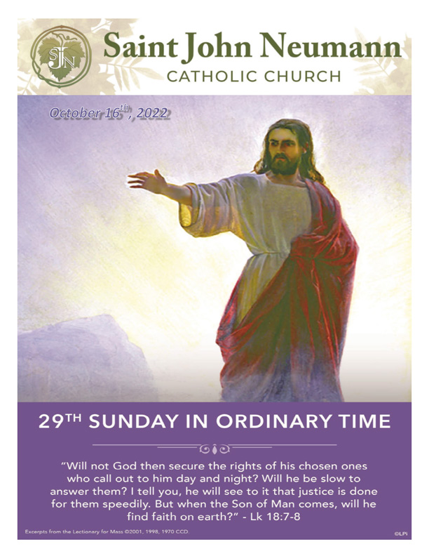 October 16, 2022 "29th Sunday In Ordinary Time"