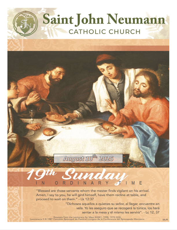 August 10, 2025 "19th Sunday In Ordinary Time"