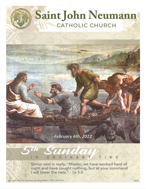 February 6, 2022 "5th Sunday In Ordinary Time"