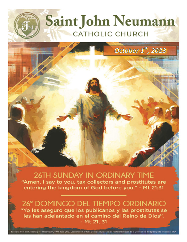 October 1, 2023 "26th Sunday In Ordinary Time"