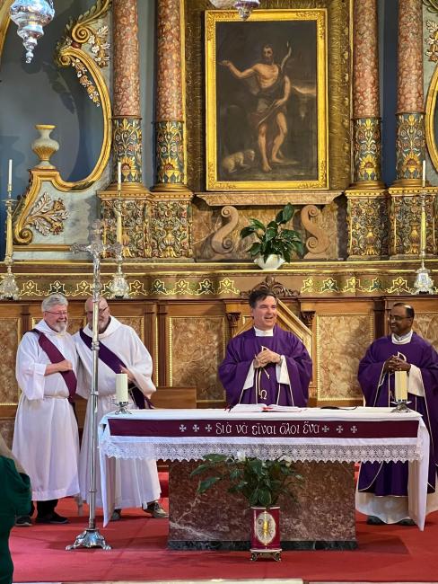 Photo by Skip Holland Mass at the Cathedral of St. John the Baptist on the Island of Santorini .jpg